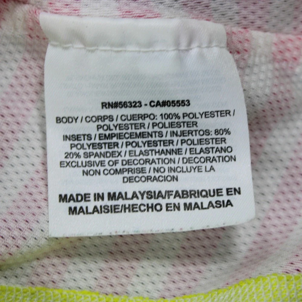 Nike Dri-FIT Womens Tank Top Neon Yellow Pink Striped Racerback Running Small